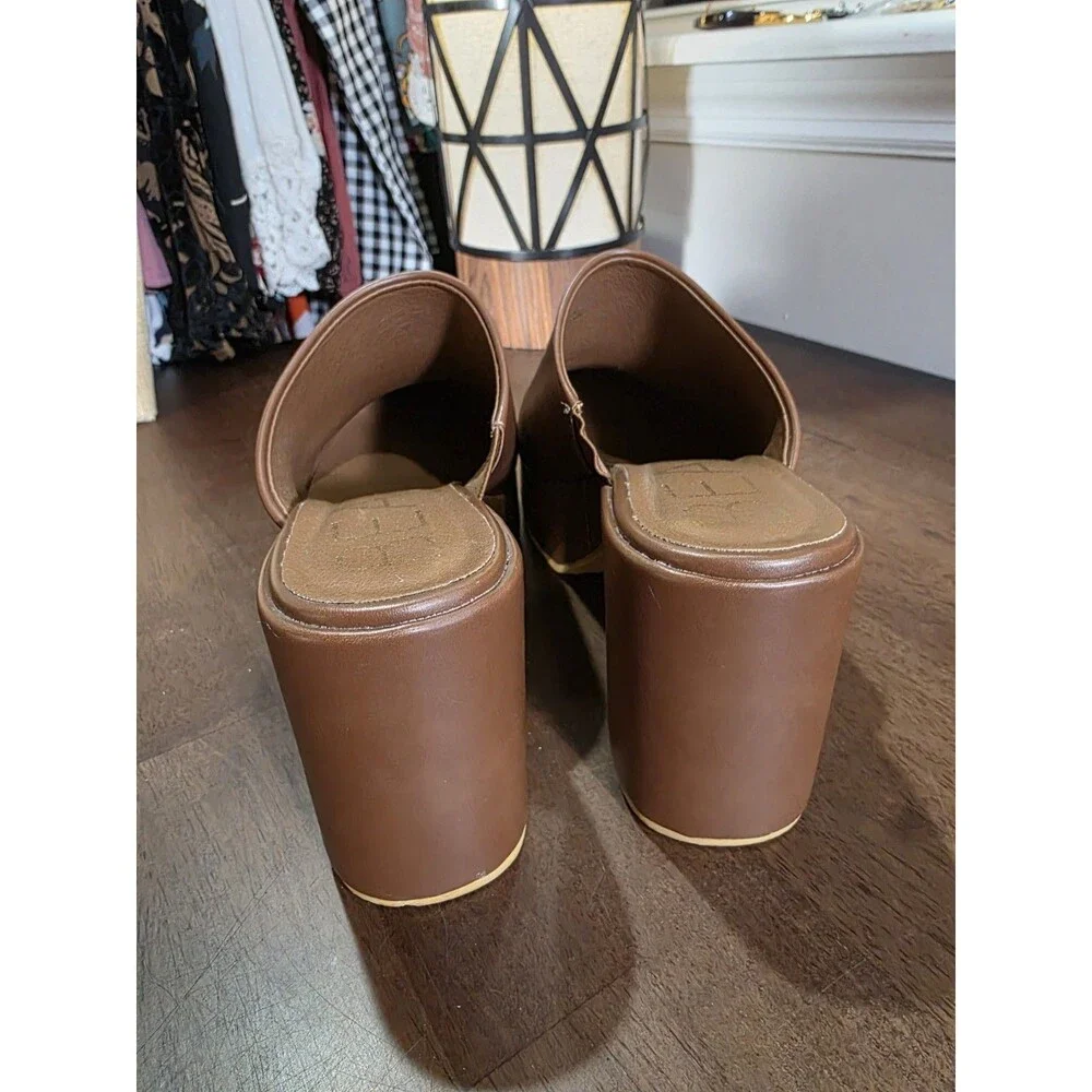Beach by Matisse Jayde Brown Vegan Leather Platform Clogs Mules Slide Shoes 9 M